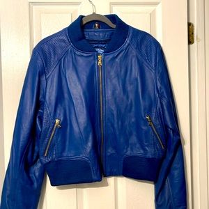 Knoles L. Carter Royal Blue Leathet Cropped Jacket